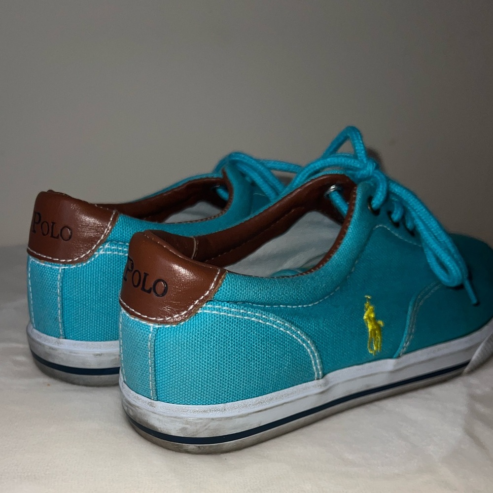 Y2K Polo Ralph Lauren Aqua Canvas Sneakers | Women’s Size 6 - Picture 4 of 12